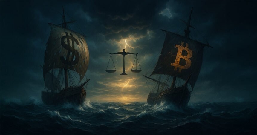 The dollar dying doesn’t make Bitcoin win